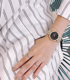 Buy Shop Michael Kors Mini Darci Quartz Black Dial Gold Steel Strap Watch For Women - MK3738 USA Online