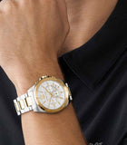 Buy Shop Michael Kors Brecken Chronograph White Dial Two Tone Steel Strap Watch For Men - MK9064 USA Online