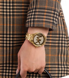 Buy Shop Michael Kors Runway Mercer Crystals Gold Dial Gold Steel Strap Watch For Women - MK6714 USA Online