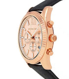 Buy Shop Michael Kors Lexington Chronograph Rose Gold Dial Black Leather Strap Watch For Men - MK8516 USA Online