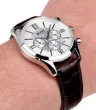 Buy Shop Hugo Boss Ambassador Chronograph Silver Dial Brown Leather Strap Watch For Men - HB1513195 USA Online