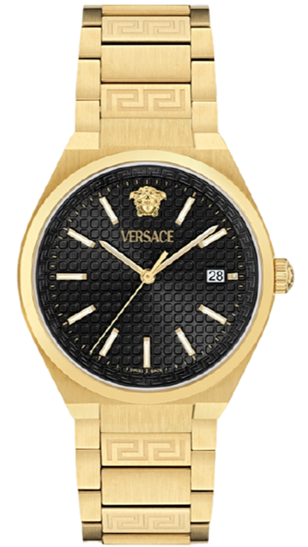 Buy Shop Versace V-Auria Quartz Black Dial Gold Steel Strap Watch for Men - VE0F00525 USA Online