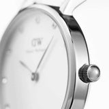 Buy Shop Daniel Wellington Classy Sheffield White Dial Black Leather Strap Watch For Women - DW00100068 USA Online