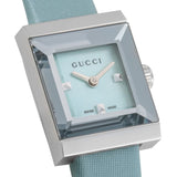 Buy Shop Gucci G-Frame Pastel Blue Mother of Pearl Dial Blue Leather Strap Watch For Women - YA128531 USA Online