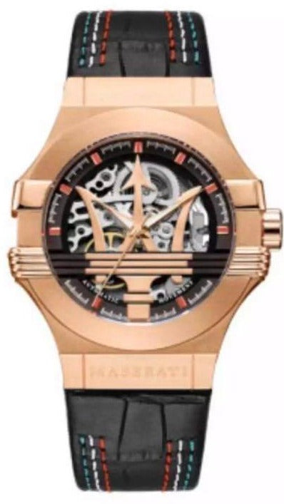 Buy Shop Maserati Potenza Skeleton Limited Edition Dial Black Strap Watch For Men - R8821108026 USA Online