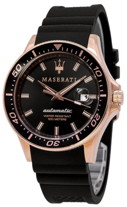 Buy Shop Maserati SFIDA Automatic Black Dial Black Rubber Strap Watch For Men - R8821140001 USA Online