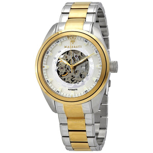 Buy Shop Maserati Traguardo Automatic White Skeleton Dial Two Tone Steel Strap Watch For Men - R8823112003 USA Online
