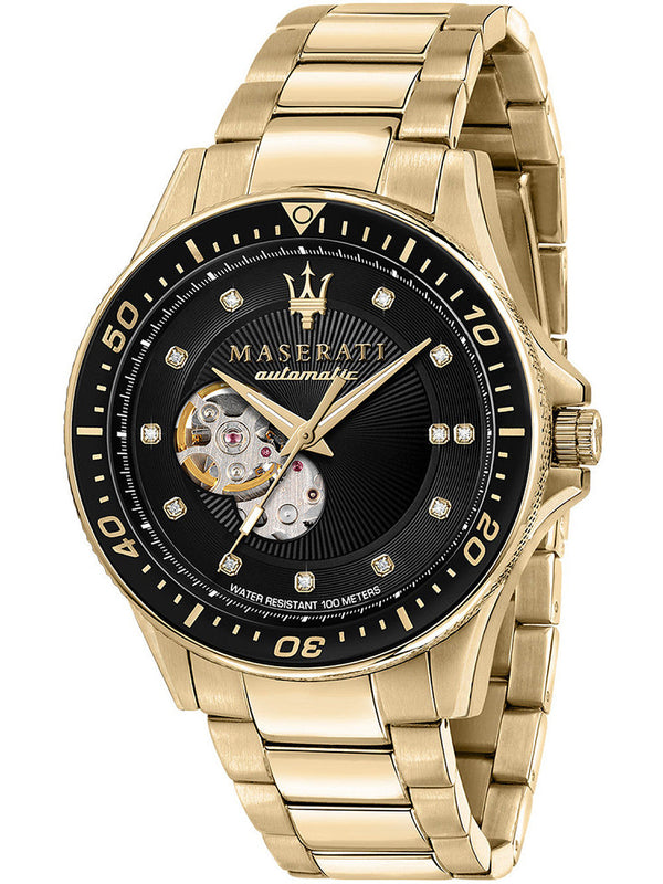 Buy Shop Maserati SFIDA Black Dial Yellow Gold Toned Watch For Men - R8823140003 USA Online