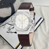 Maserati Potenza Silver Dial Brown Leather Strap Watch For Women - R8851108506