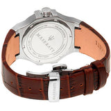 Maserati Potenza Silver Dial Brown Leather Strap Watch For Women - R8851108506