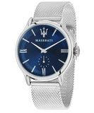 Buy Shop Maserati Epoca Blue Dial Silver Mesh Bracelet Watch For Men - R8853118006 USA Online