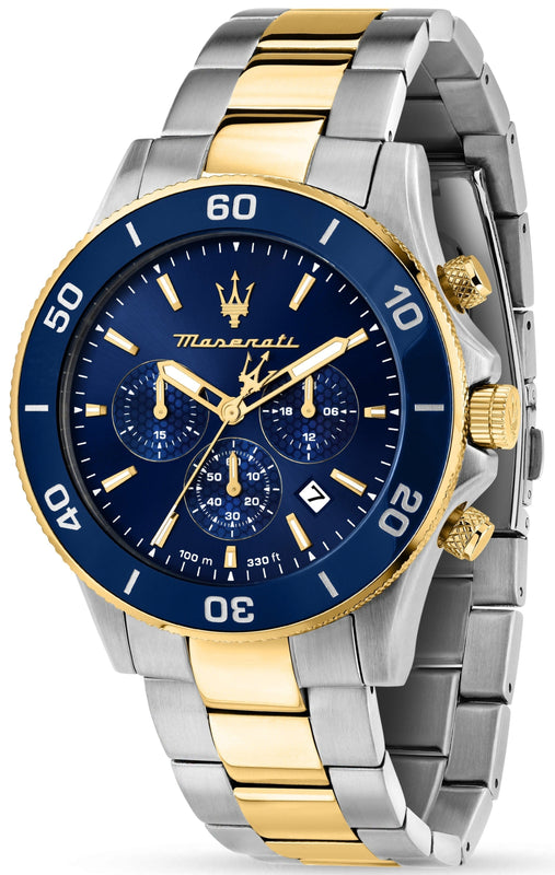 Buy Shop Maserati Competizione Chronograph Blue Dial Two Tone Steel Strap Watch For Men - R8873600006 USA Online