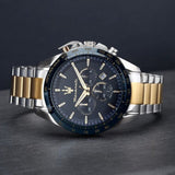 Maserati Traguardo Chronograph Limited Edition Blue Dial Two Tone Steel Strap Watch For Men - R8873612046