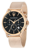 Buy Shop Maserati Epoca Black Dial Gold Mesh Bracelet Watch For Men - R8873618005 USA Online