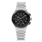 Maserati Triconic Chronograph Black Dial Silver Steel Strap Watch For Men - R8873639002