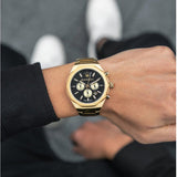 Buy Shop Maserati Stile 45mm Chronograph Black Dial Gold Steel Strap Watch For Men - R8873642001 USA Online