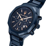 Buy Shop Maserati Stile Chronograph Blue Dial Blue Steel Strap Watch For Men - R8873642008 USA Online