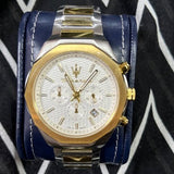 Buy Shop Maserati Stile Chronograph White Dial Two Tone Steel Strap Watch For Men - R8873642009 USA Online