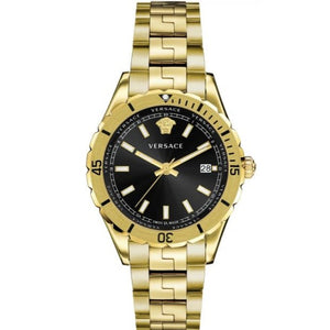 Buy Shop Versace Hellenyium Quartz Black Dial Gold Steel Strap Watch For Men - VE3A00820 USA Online