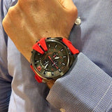 Buy Shop Diesel Mega Chief Chronograph Black Dial Red Silicone Strap Watch For Men - DZ4427 USA Online