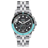 Buy Shop Fossil FB-01 Chronograph Black Dial Silver Steel Strap Watch for Men - FS5827 USA Online