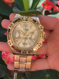 Buy Shop Fossil Garrett Chronograph Gold Dial Gold Steel Strap Watch for Men - FS5772 USA Online