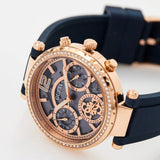 Buy Shop Guess Solistice Diamonds Roe Gold Dial Black Rubber Strap Watch for Women - GW0484L2 USA Online