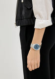 Buy Shop Guess Glitter Burst Diamonds Blue Dial Silver Steel Strap Watch for Women - GW0405L1 USA Online