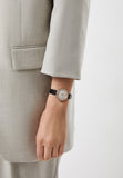 Buy Shop Emporio Armani Cleo Three-Hand Mother of Pearl Dial Black Leather Strap Watch For Women - AR11485 USA Online