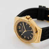 Buy Shop Michael Kors Mini Lennox Quartz Black Dial Black Silicone Strap Watch For Women - MK7281 USA Online