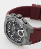 Buy Shop Guess Headline Multifunction Grey Dial Burgundy Silicone Strap Watch For Men - GW0571G4 USA Online