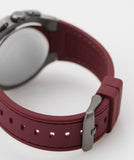 Buy Shop Guess Headline Multifunction Grey Dial Burgundy Silicone Strap Watch For Men - GW0571G4 USA Online