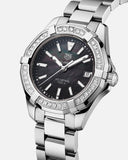 Buy Shop Tag Heuer Aquaracer Quartz Diamonds Black Dial Silver Steel Strap Watch for Women - WAY131P.BA0748 USA Online
