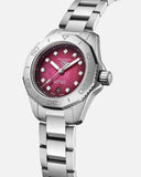 Buy Shop Tag Heuer Aquaracer Professional 200 Automatic Diamond Ruby Red Dial Silver Steel Strap Watch for Women - WBP2414.BA0622 USA Online