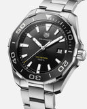 Buy Shop Tag Heuer Aquaracer Quartz Black Dial Silver Steel Strap Watch for Men - WAY101A.BA0746 USA Online