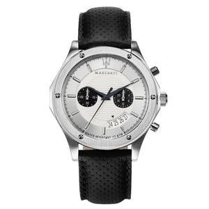 Buy Shop Maserati Circuito Chronograph Analog White Dial Black Leather Strap Watch for Men - R8871627005 USA Online