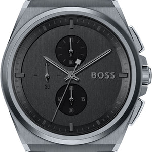 Buy Shop Hugo Boss Steer Chronograph Quartz Grey Dial Grey Steel Strap Watch For Men - 1513996 USA Online