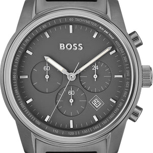 Buy Shop Hugo Boss Trace Chronograph Grey Dial Grey Steel Strap Watch For Men - 1514005 USA Online
