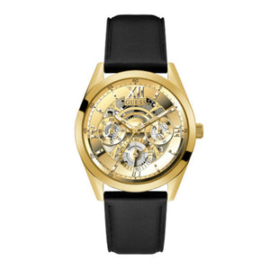 Buy Shop Guess Tailor Gold Dial Black Leather Strap Watch for Men - GW0389G2 USA Online