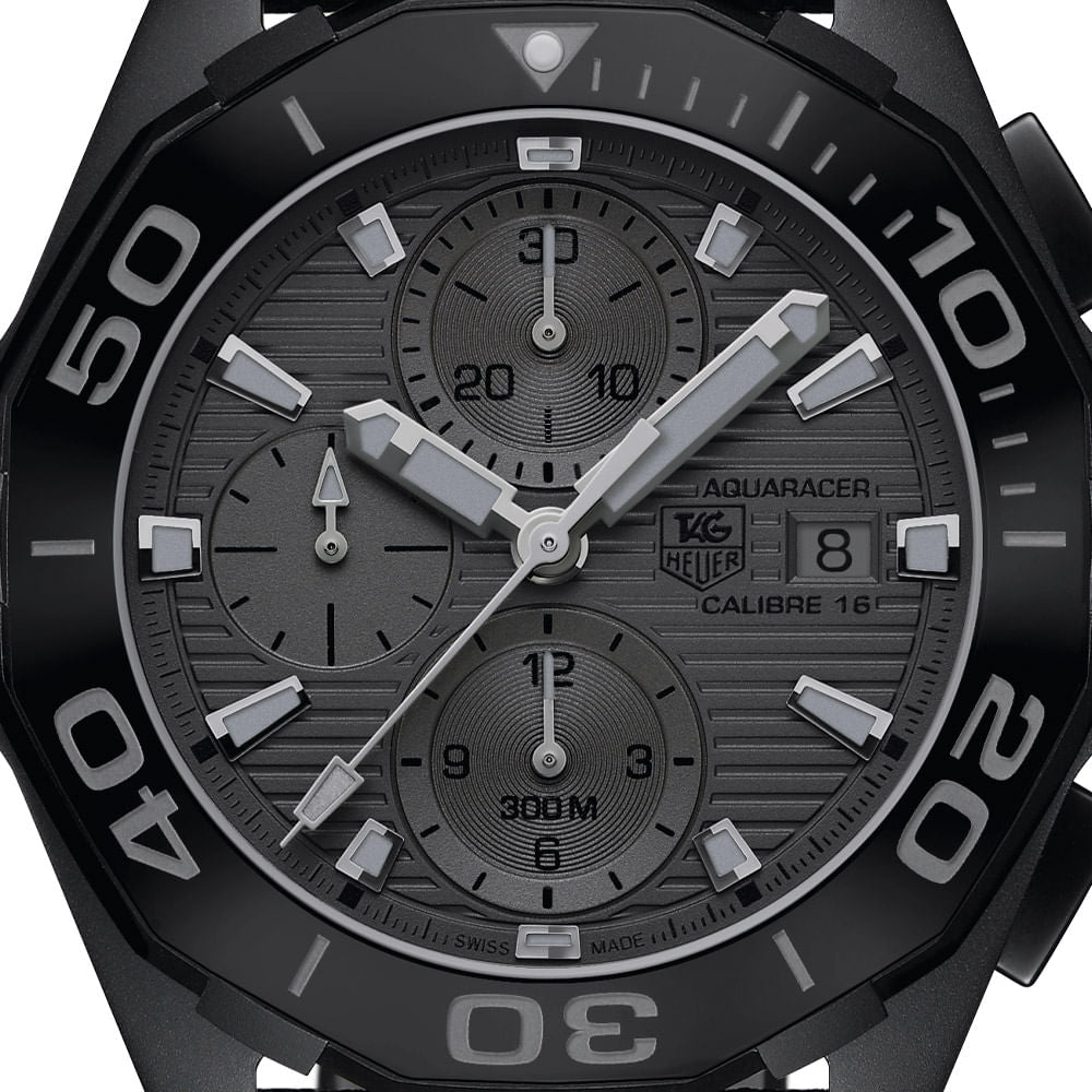 Buy Shop Tag Heuer Aquaracer Automatic Chronograph Special Edition Titanium Grey Dial Black Leather Strap Watch for Men - CAY218B.FC6370 USA Online