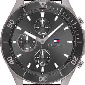 Buy Shop Tommy Hilfiger Larson Chronograph Grey Dial Silver Steel Strap Watch For Men - 1791918 USA Online