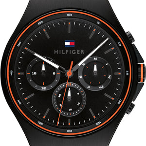 Buy Shop Tommy Hilfiger Justin Black Dial Black Rubber Strap Watch For Men - 1792056 USA Online