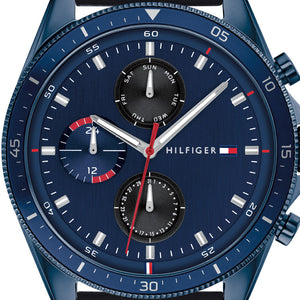 Buy Shop Tommy Hilfiger Parker Chronograph Quartz Blue Dial Blue Leather Strap Watch For Men - 1791839 USA Online
