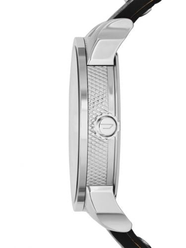 Buy Shop Diesel Mini Daddy Black Silver Dial Black Leather Strap Watch For Men - DZ7307 USA Online