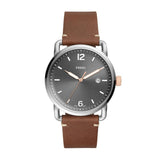 Buy Shop Fossil Commuter Grey Dial Brown Leather Strap Watch for Men - FS5417 USA Online