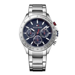 Buy Shop Tommy Hilfiger Hudson Chronograph Quartz Blue Dial Silver Steel Strap Watch For Men - 1791228 USA Online