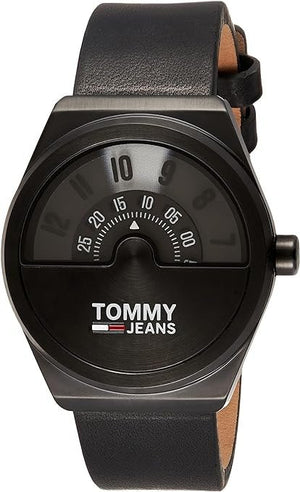 Buy Shop Tommy Hilfiger Monogram Pop Quartz Black Dial Black Leather Strap Watch For Men - 1791773 USA Online
