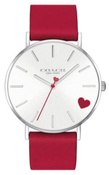 Buy Shop Coach Perry Silver Dial Red Leather Strap Watch for Women - 14503515 USA Online