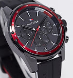 Buy Shop Tommy Hilfiger Mason Black Dial Black Rubber Strap Watch for Men - 1791793 USA Online