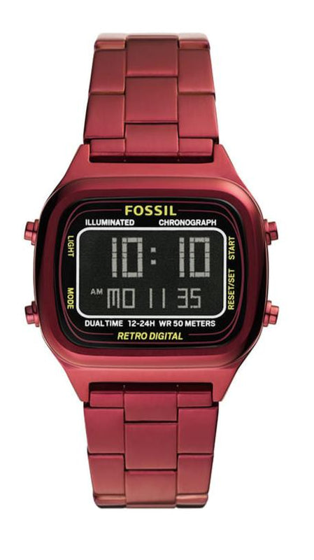 Buy Shop Fossil Retro Analog-Digital Black Dial Red Steel Strap Watch for Men - FS5897 USA Online